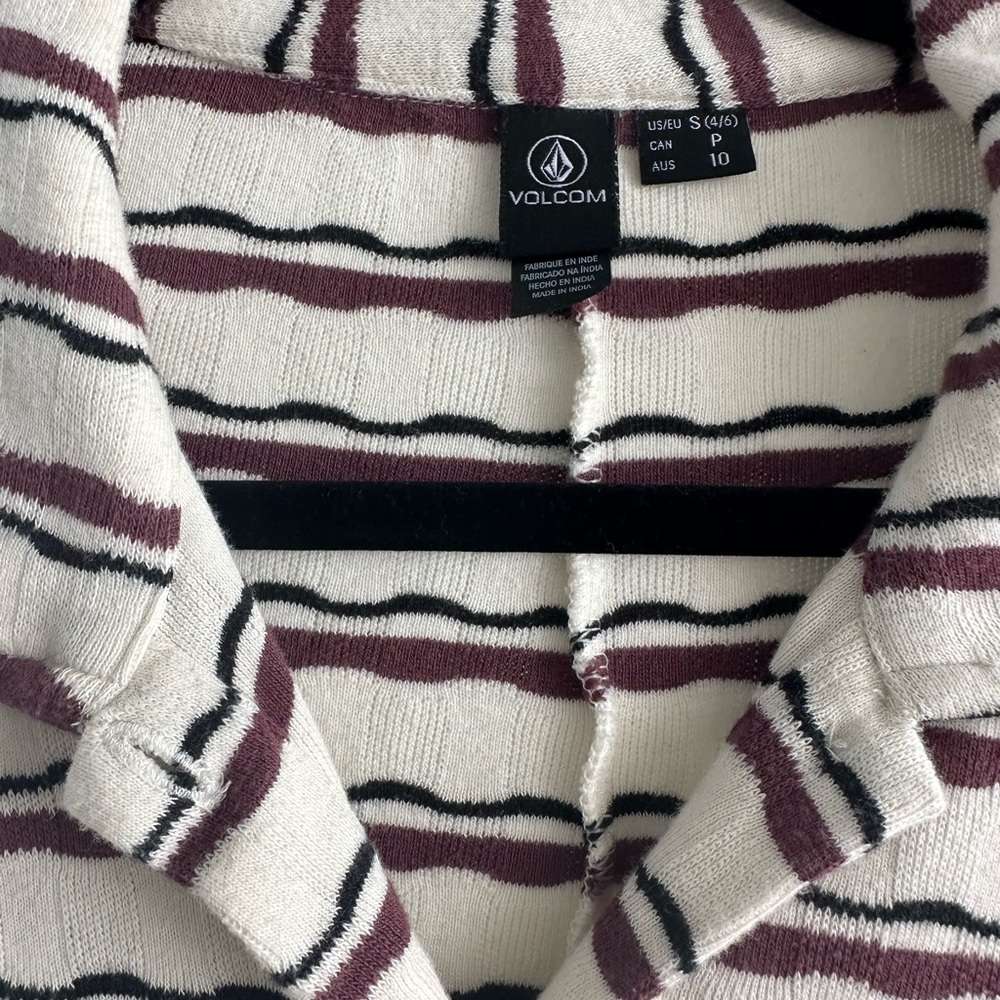 Volcom Women's Striped Romper - Cream and Brown
